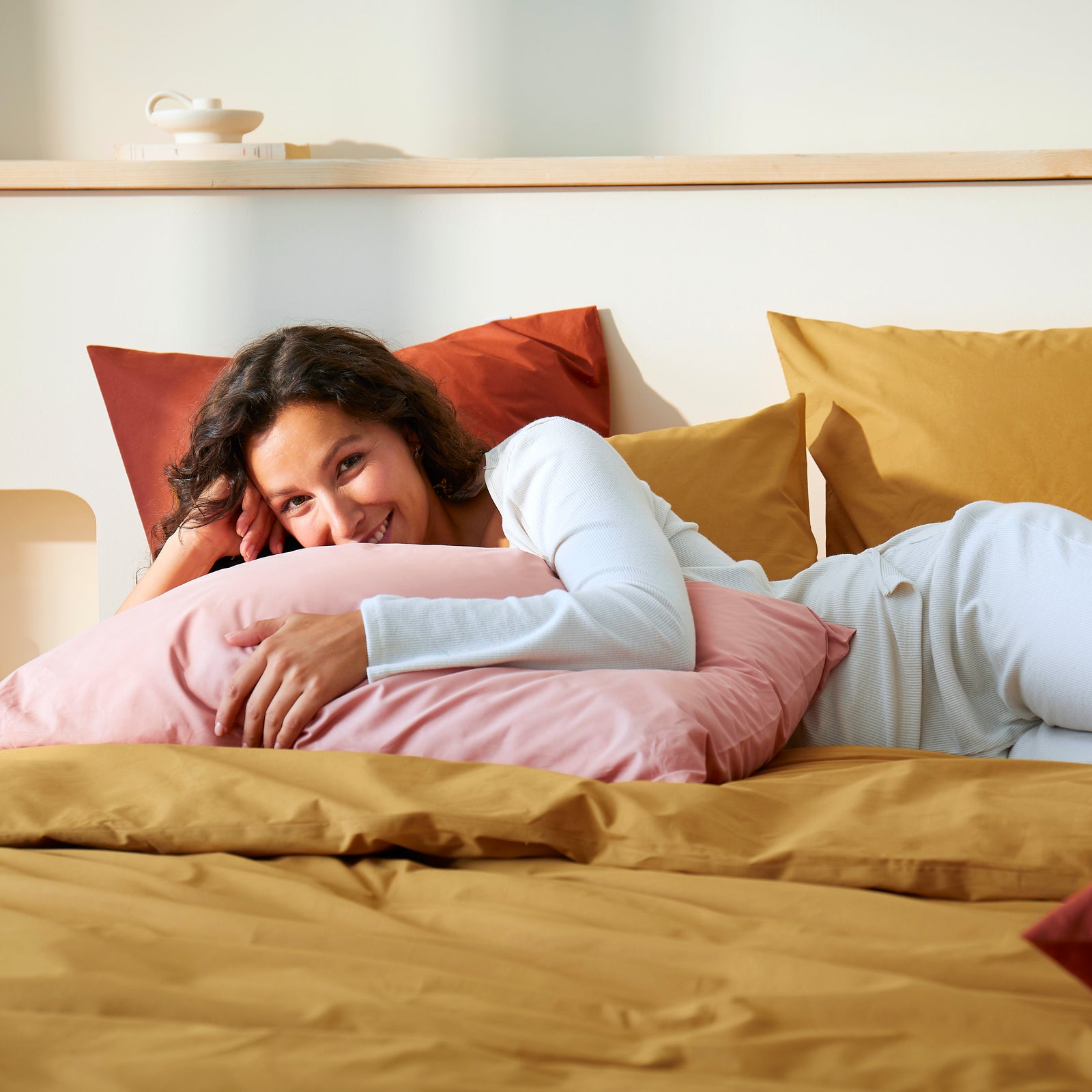 Le drap-housse en percale de coton bio - Ocre