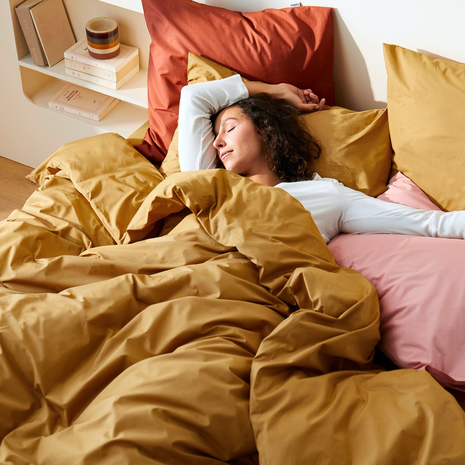 La housse de couette en percale de coton bio - Ocre