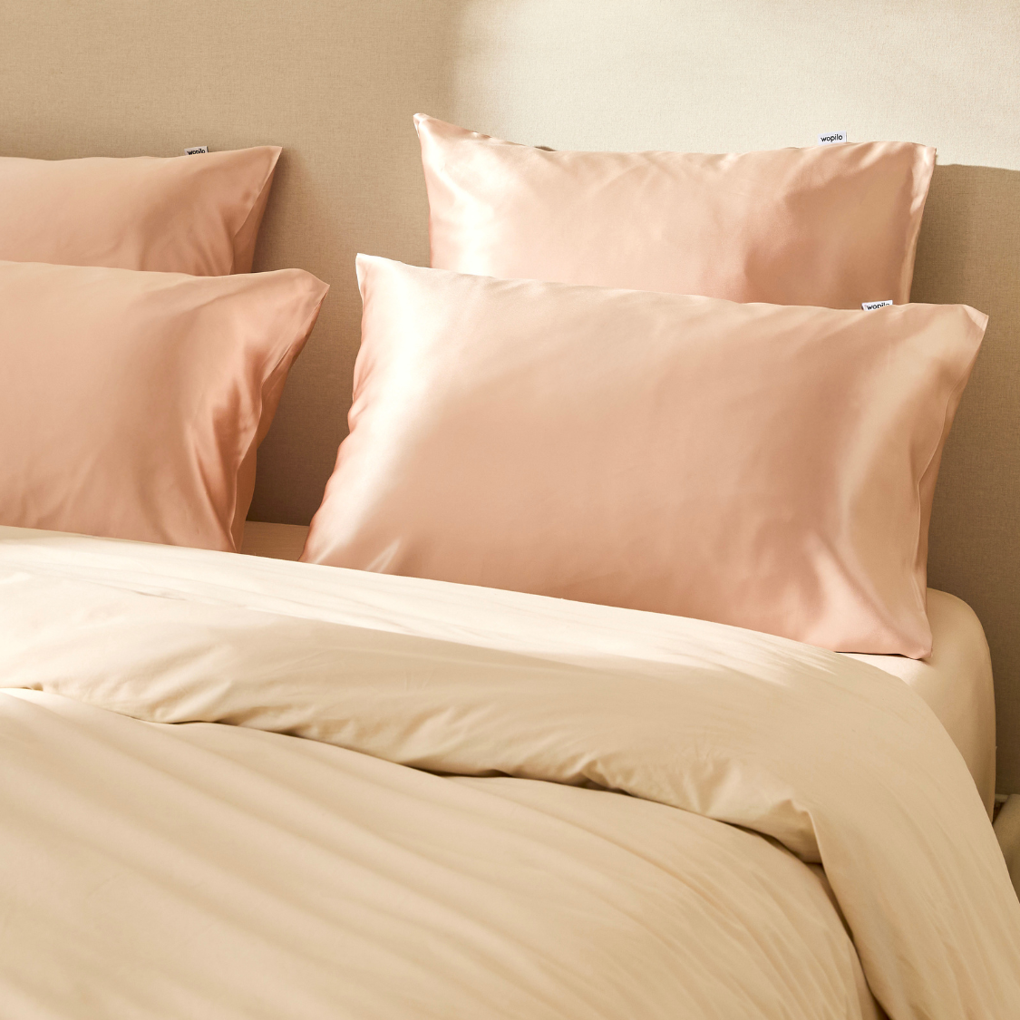 La taie d'oreiller en soie - Rose poudré