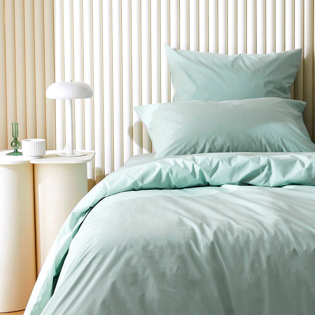 Le drap-housse en percale de coton bio - Vert d'eau