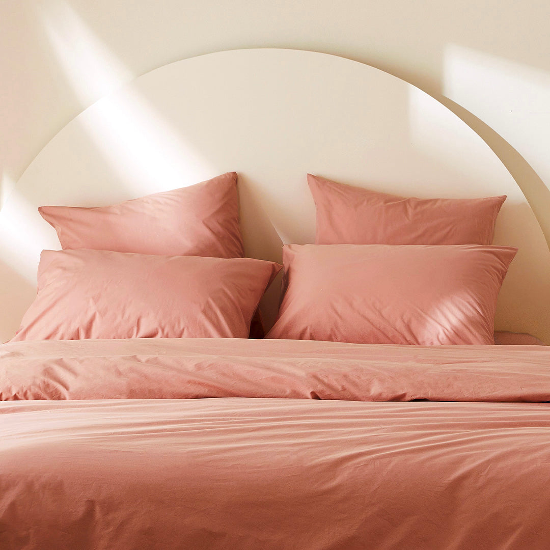 La housse de couette en percale de coton bio - Bois de rose