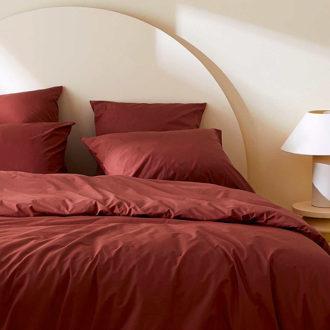 La housse de couette en percale de coton bio - Marsala