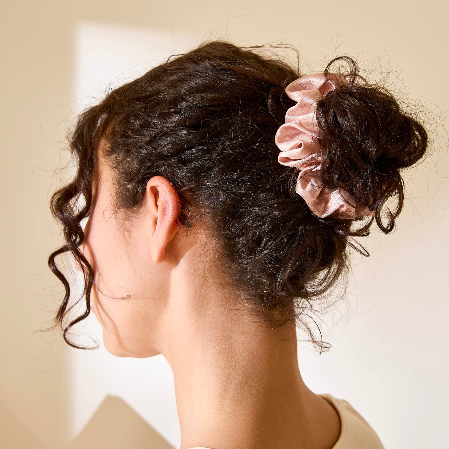Le chouchou en soie - Rose poudré