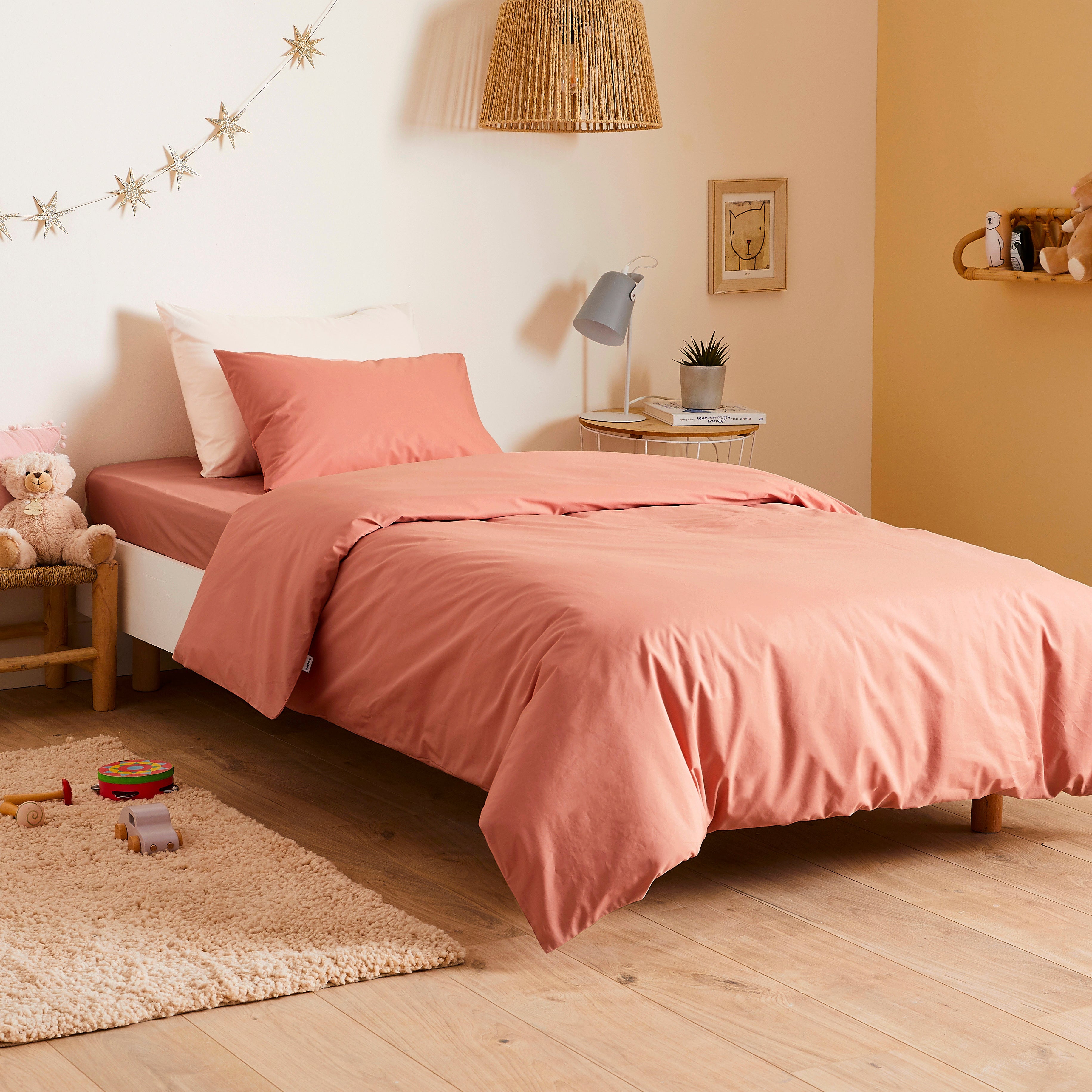 Parure De Lit Enfant 90x200 Cm Motif Coquillages - Housse Couette + Taie 65x65 Cm, Microfibre Douce, Fermeture Zip