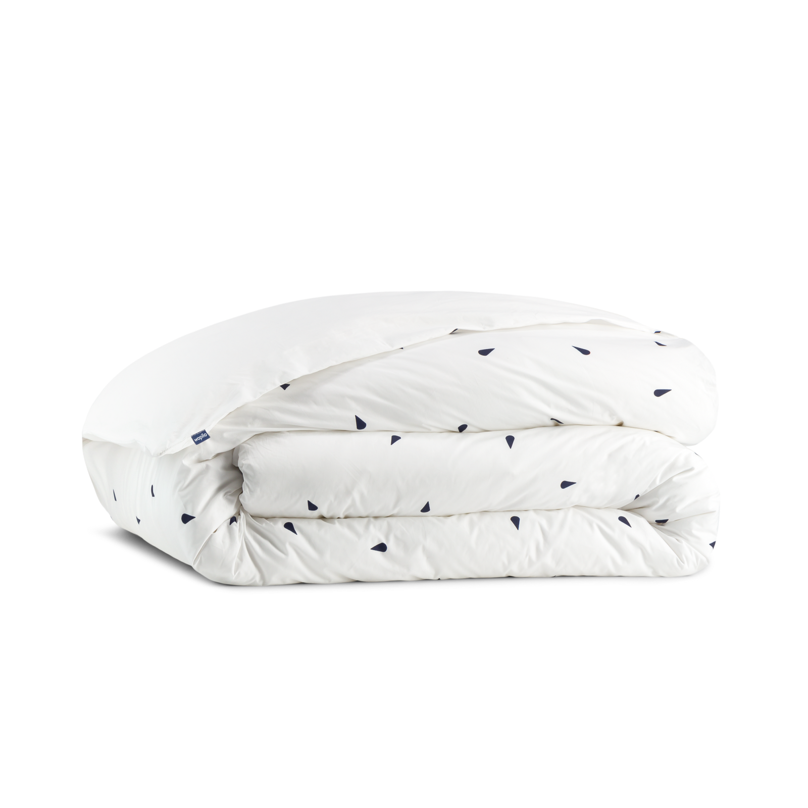 La housse de couette en percale de coton bio - Sélection Éphémère - Pétales (marine et blanc) - Recto