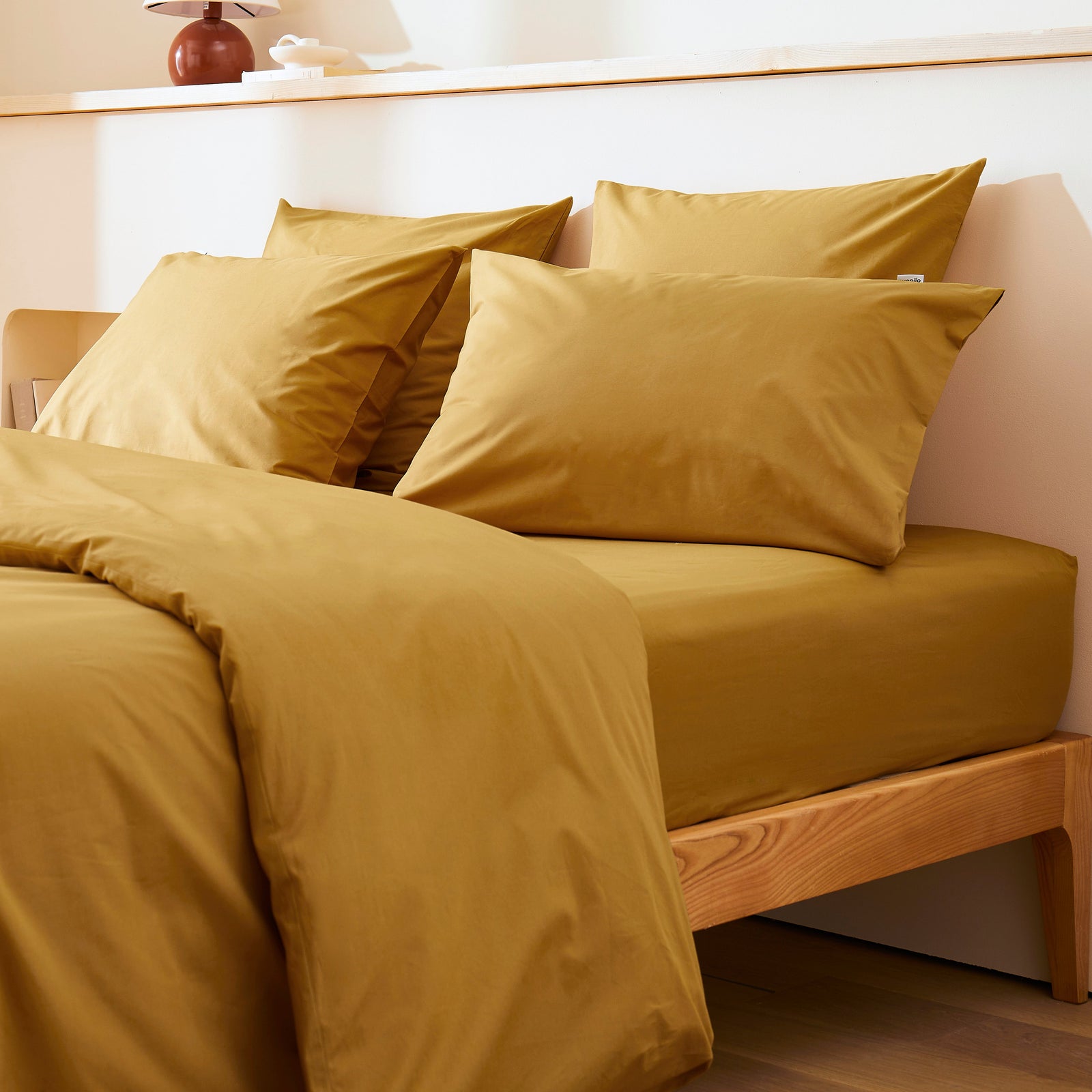 Le drap-housse en percale de coton bio - Dernière chance - Ocre