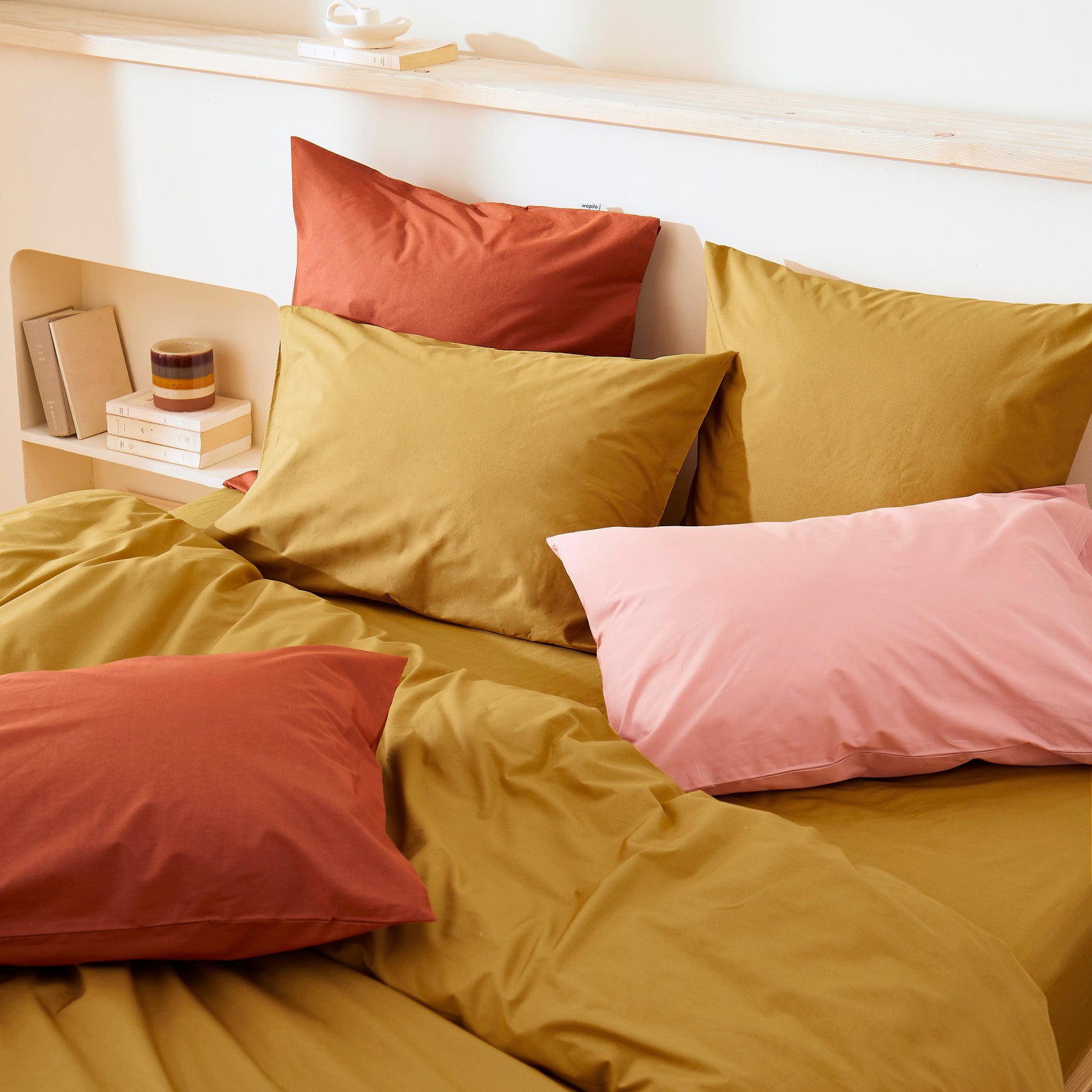 Le drap-housse en percale de coton bio - Dernière chance - Ocre