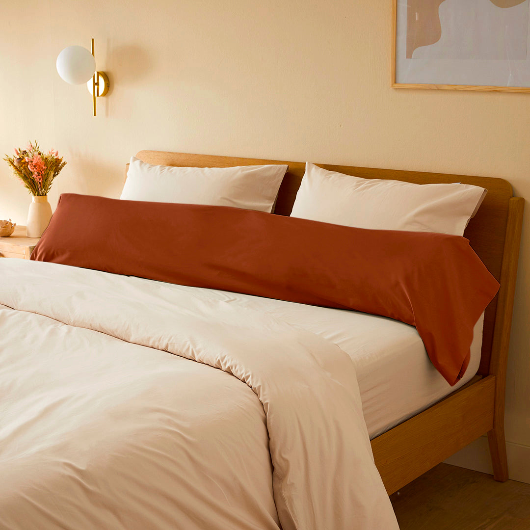 La taie de traversin en percale de coton bio - Terracotta