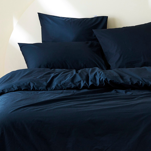 La housse de couette en percale de coton bio - Bleu marine