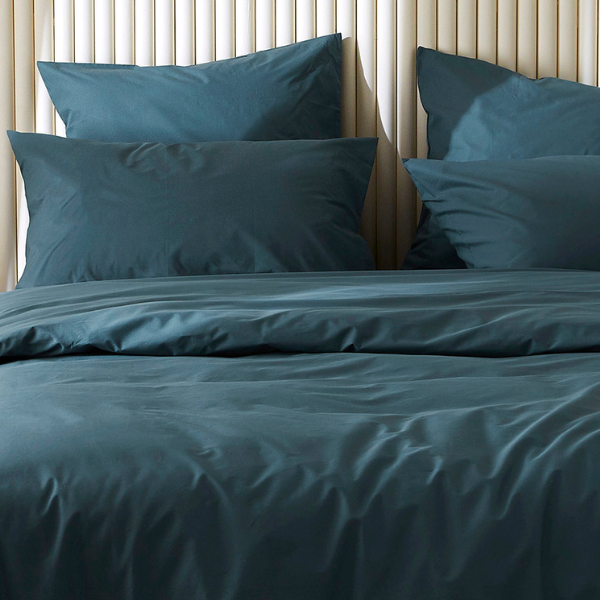 La housse de couette en percale de coton bio - Bleu ardoise