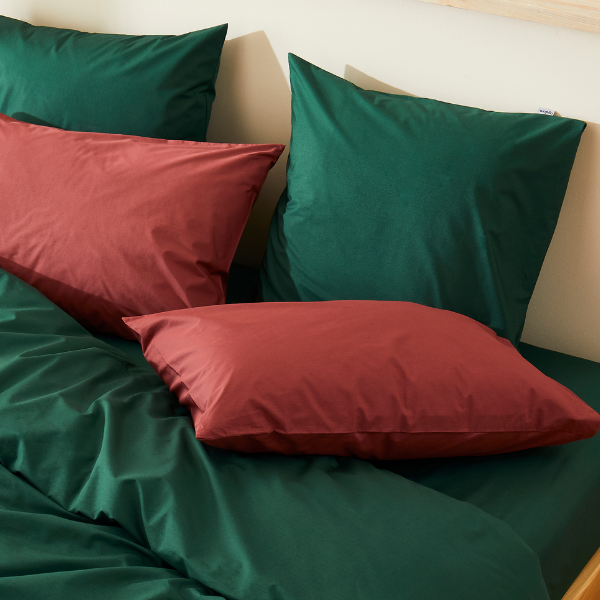 La taie d'oreiller en percale de coton bio - Vert forêt