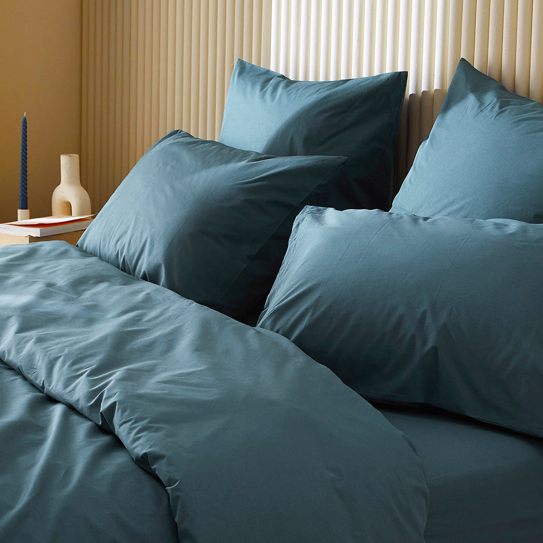 La housse de couette en percale de coton bio - Les Bienfaiteurs - Bleu ardoise