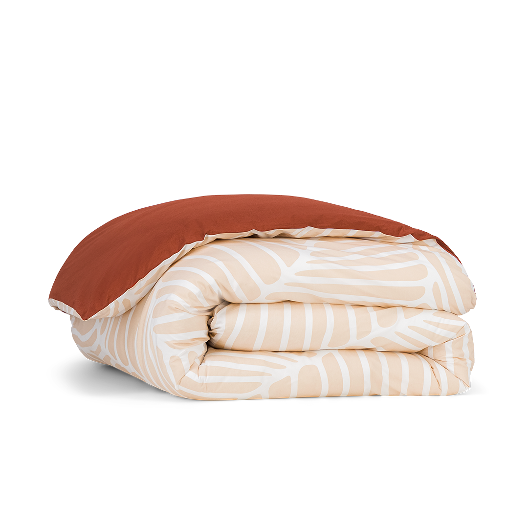 La housse de couette en percale de coton bio - Sélection Éphémère - Dunes beige et terracotta