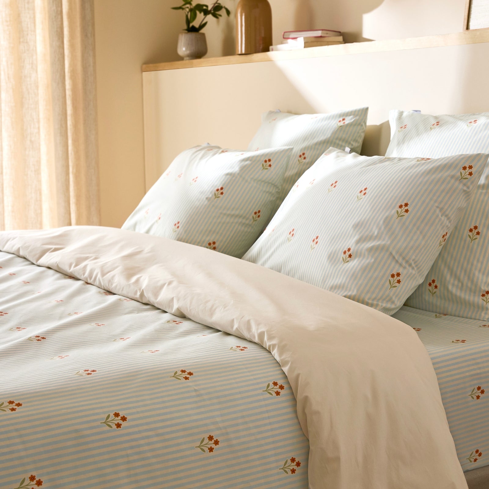 La housse de couette en percale de coton bio - Nuit fleurie