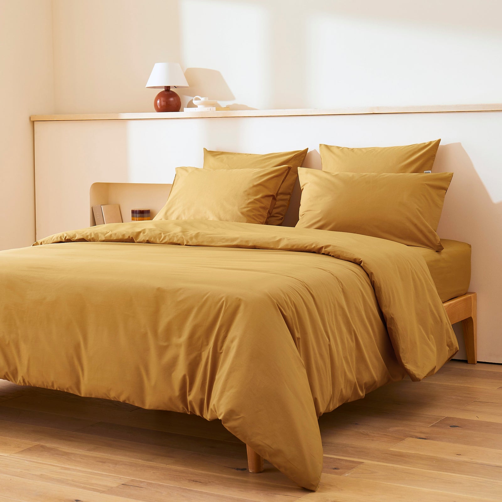 Le drap-housse en percale de coton bio - Dernière chance - Ocre