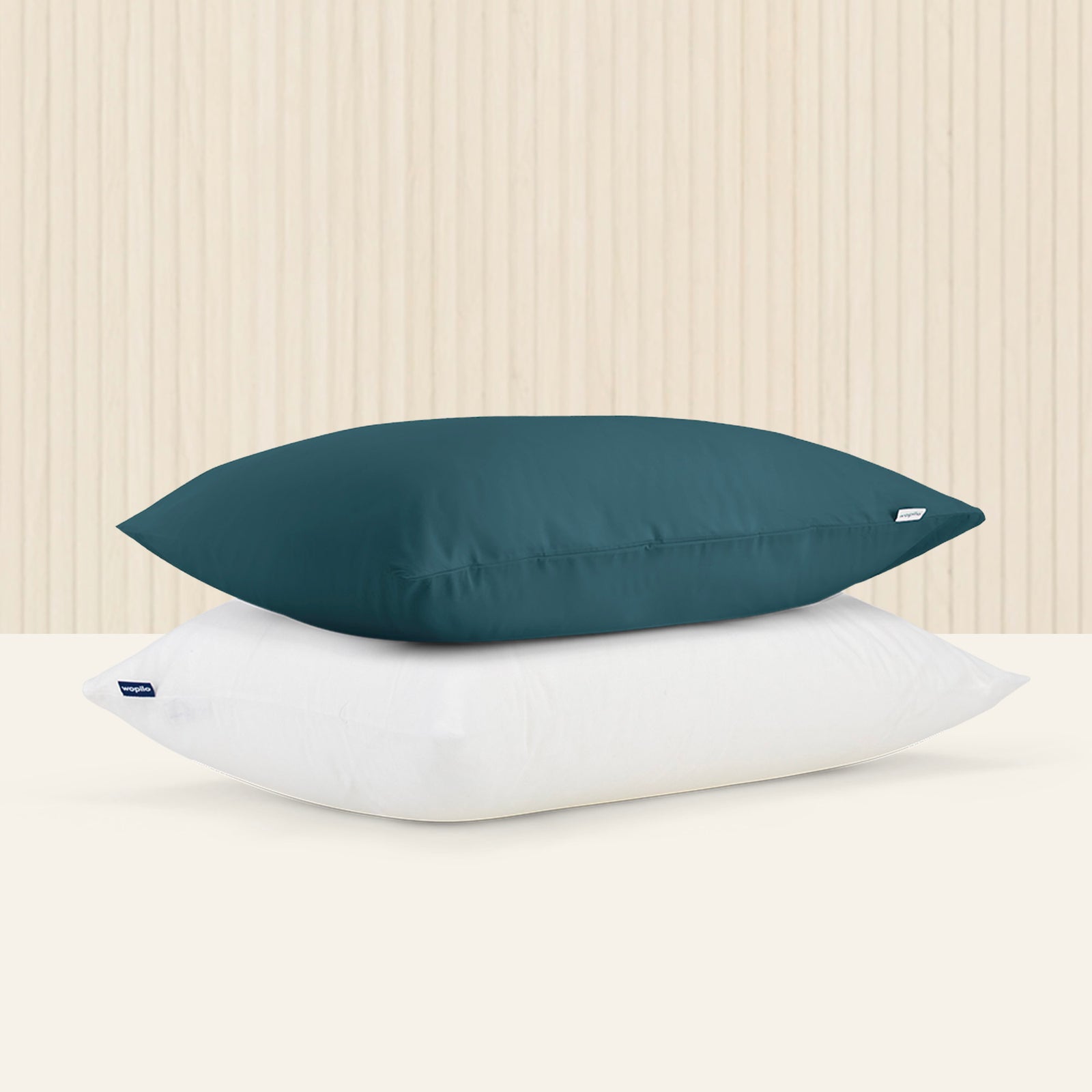 Pack taie et sous-taie en percale de coton bio - Bleu ardoise