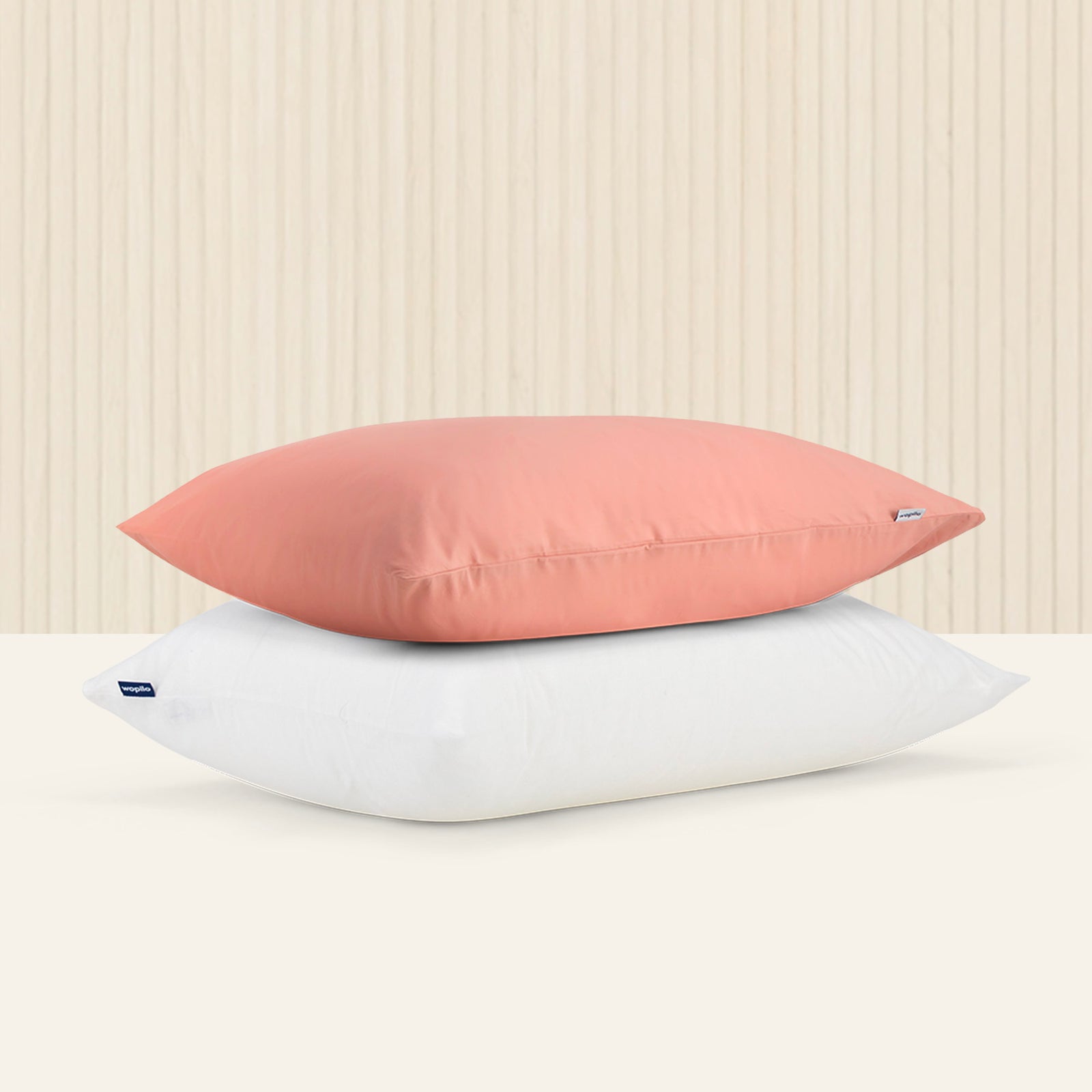Pack taie et sous-taie en percale de coton bio - Bois de rose