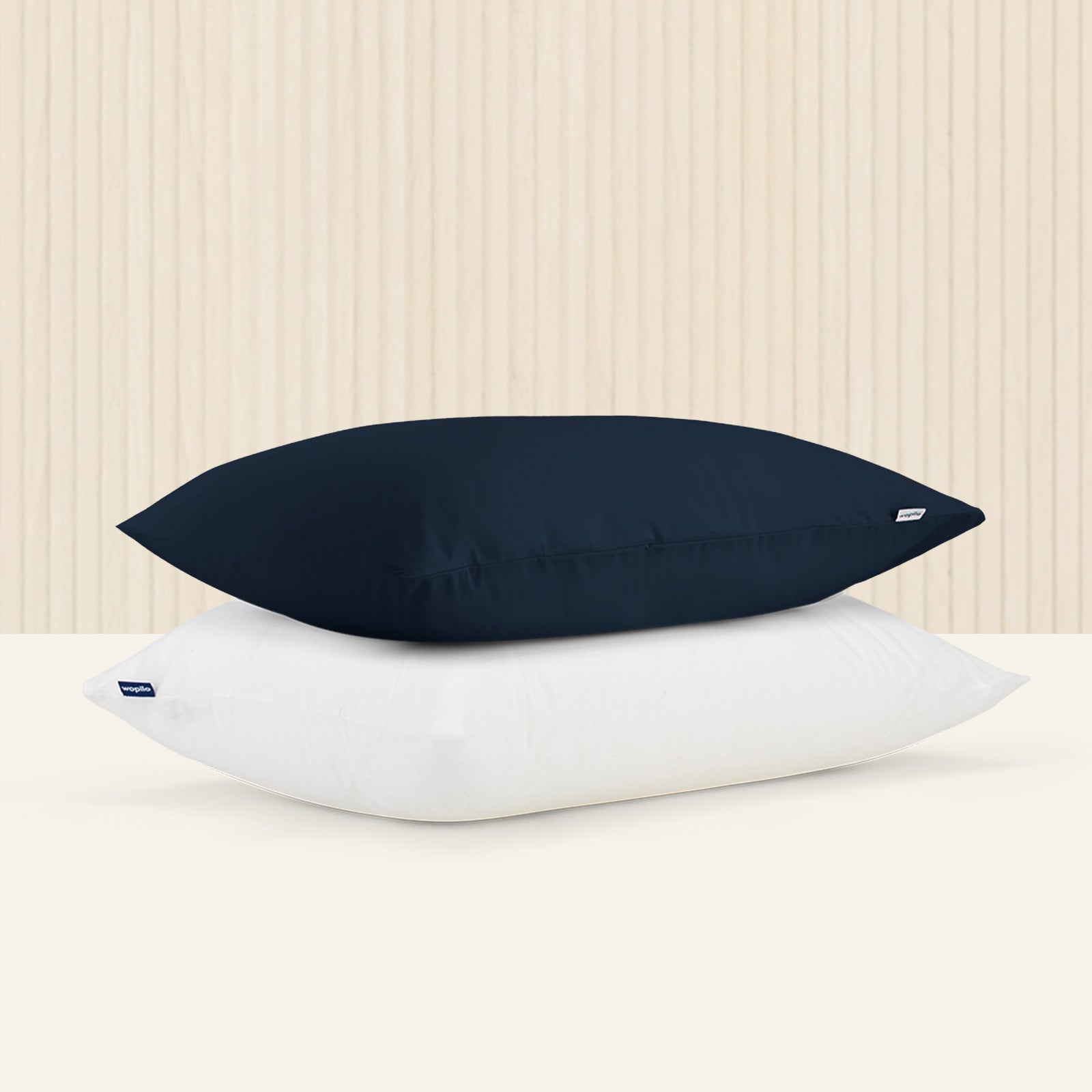 Pack taie et sous-taie en percale de coton bio - Bleu marine
