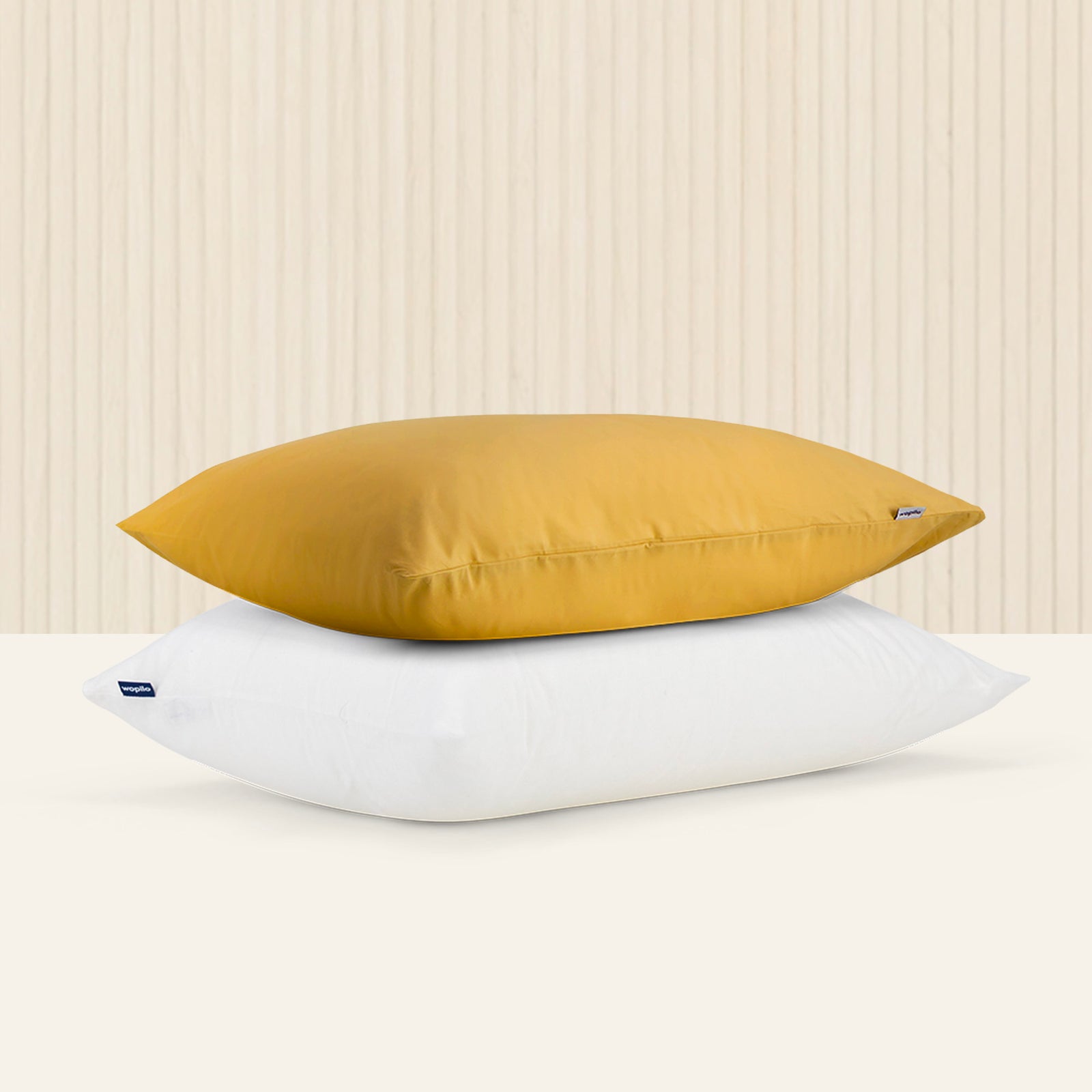 Pack taie et sous-taie en percale de coton bio - Ocre