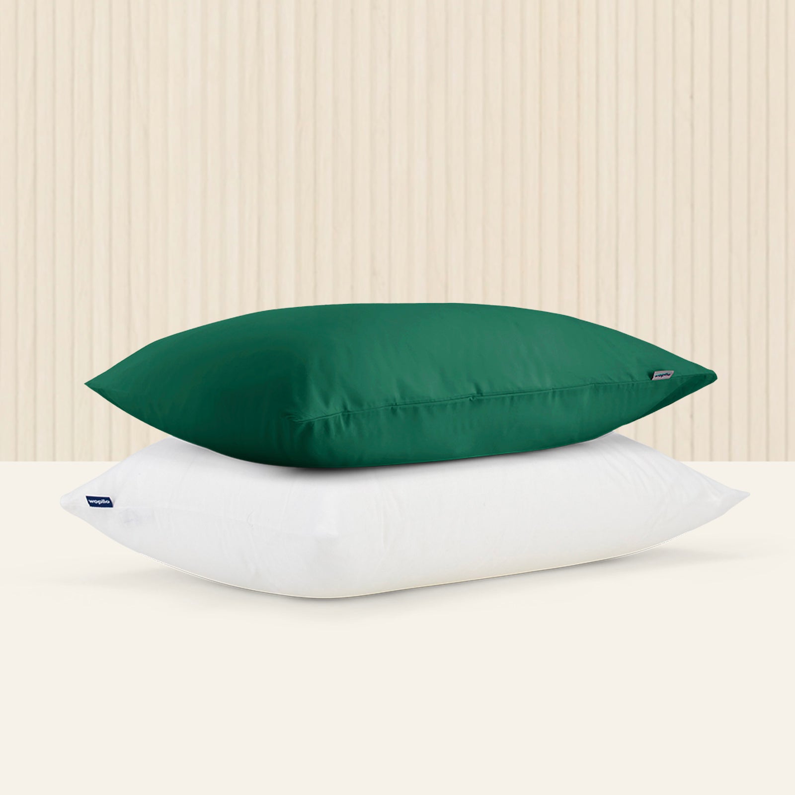 Pack taie et sous-taie en percale de coton bio - Vert forêt