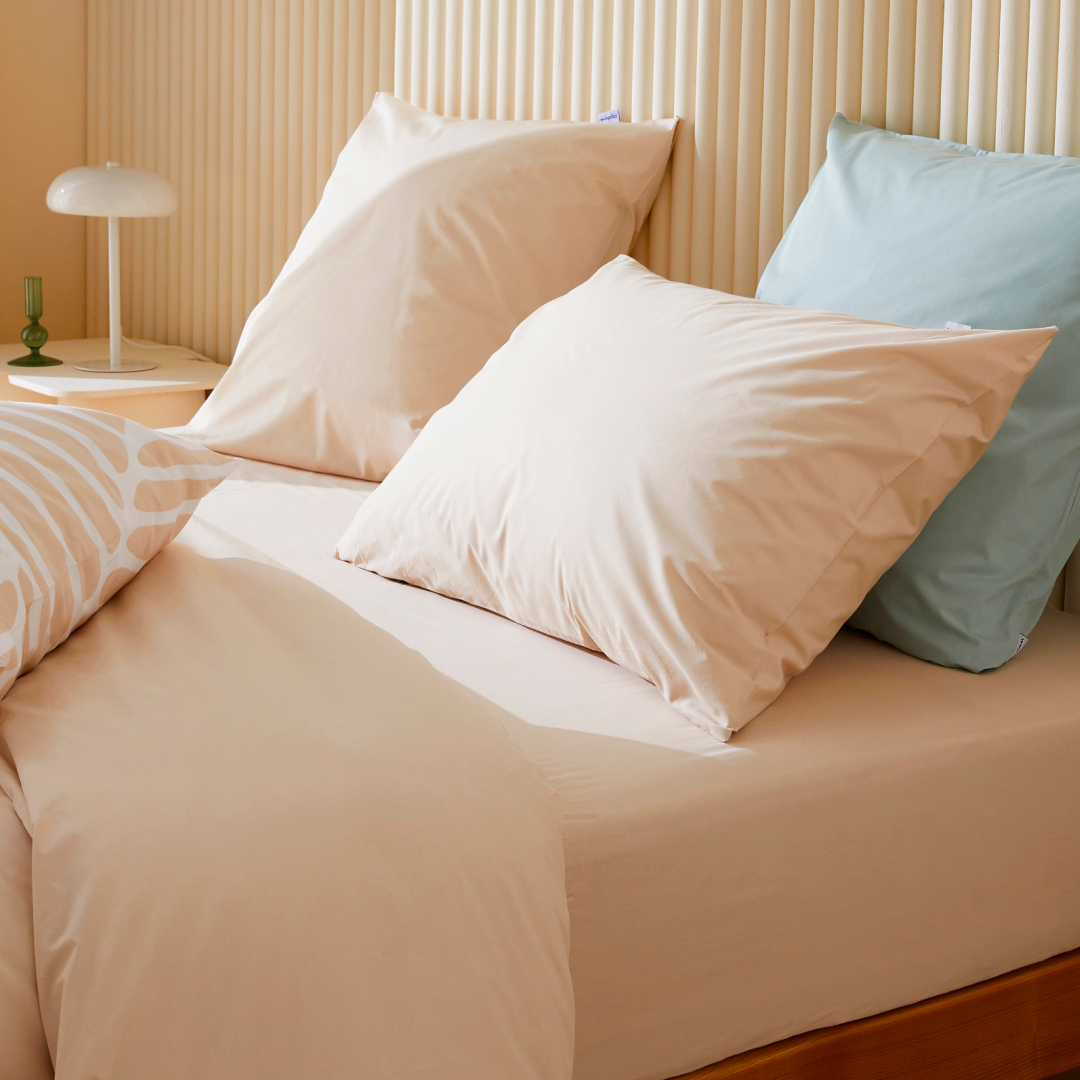 2 taies d'oreiller en percale de coton bio - Les Bienfaiteurs - Beige