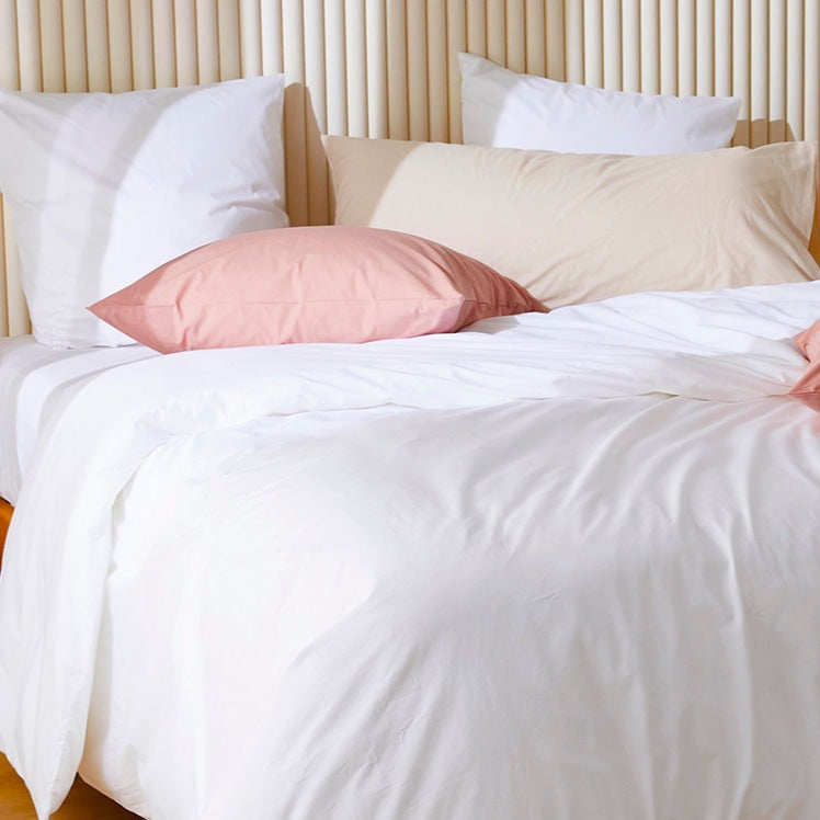 Pack taie et sous-taie en percale de coton bio - Blanc