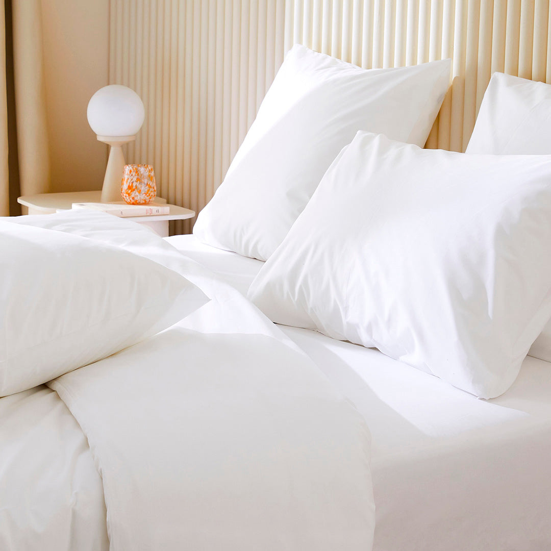 Pack taie et sous-taie en percale de coton bio - Blanc