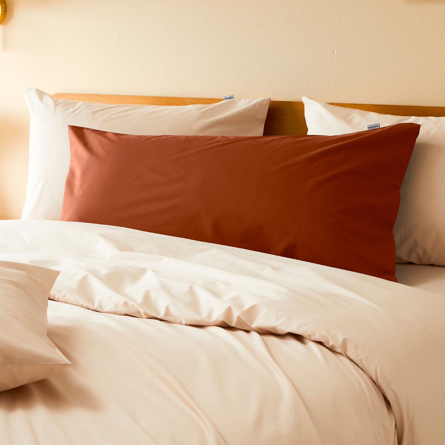 La taie du oli max en percale de coton bio - Terracotta